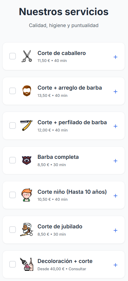 Pantalla de servicios del sistema